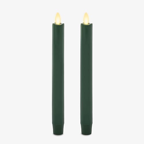 Miniatura 1 de Luminara Juego de 2 velas LED de llama móvil (1 x 9.75), vela sin llama, borde derretido, cera suave, sin perfume (verde)