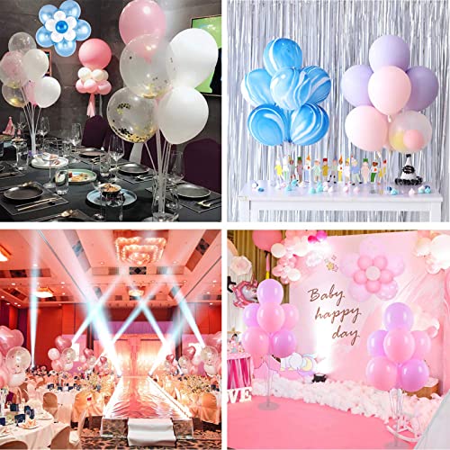 Silblassyu Table Balloon Stand Kit - 2 Sets,Reusable Clear Balloon Holder(7 Balloon Sticks,7 Cups,1 Base) With 10 Balloon Clips,1 Roll Of Stick Dots For Birthday Party,Wedding,Any Party Decorations #TOP1