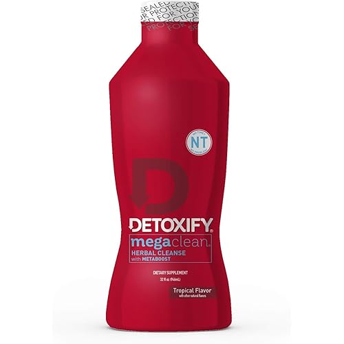 Detoxify – Mega Clean NT Herbal Cleanse – Tropical – 32 oz – Professionally Formulated Herbal Detox Drink – Enhanced with MetaBoost Eliminating Need for PreCleanse – Plus Sticker