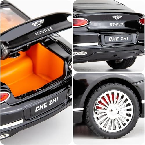 Image of FEXXA 🏎️ Exclusive Alloy Metal Pull Back Die-cast Car Model with Sound Light Mini Auto Toy for Kids Metal Model Toy Car with Sound and Light (1.24 Scale BENTTLY - Black)