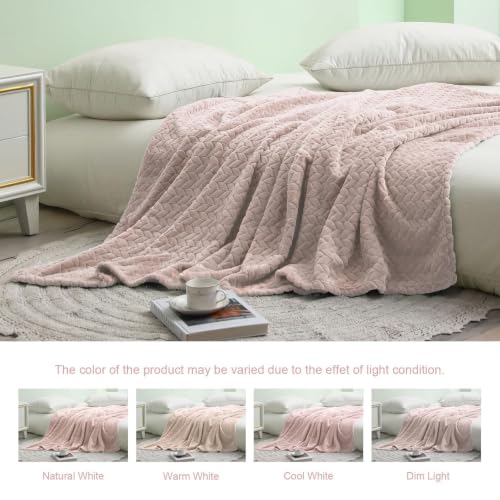 Image of Exclusivo Mezcla Fleece Throw Blanket for Couch Sofa, 50 inchx70 inch, Camel