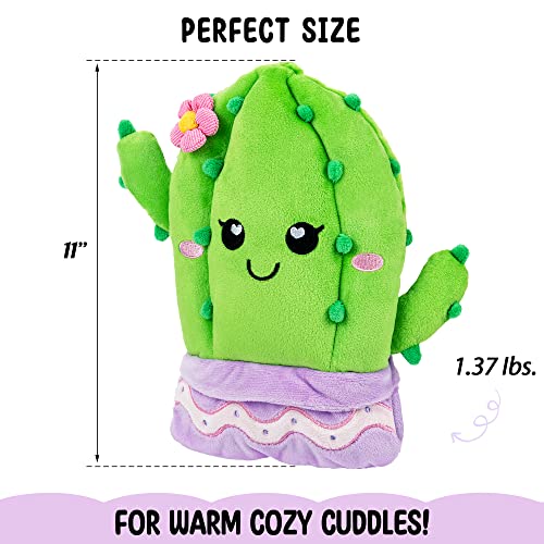 Image of Cactus Microwavable Unscented Heating Pad for Women and Kids- Cute Soft Cozy Pillow Plush Heatable Warm Stuffed Animals - Kawaii Hot and Cold Plushie Food Toy - Cactus Gifts for Girls and Boys