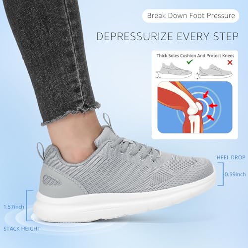 Image of STQ Wide Toe Box Walking Shoes Women Orthopedic Swollen Feet Diabetic Tennis Running Sneakers for Plantar Fasciitis Arch Support Bunions