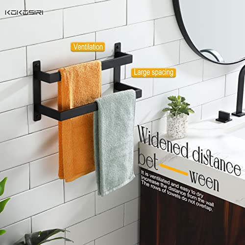 KOKOSIRI-Towel-Bars-Black-Bath-Towel-Holders-16-Inches-Bathroom-2-Tiers-Ladder-Towel-Rails-Wall-Mounted-Towels-Shelves-Rack-Stainless-Steel-B5008BK-L16