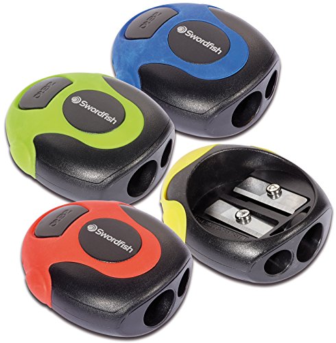 Price comparison product image Swordfish Twin Soft Grip Double-Hole Pencil Sharpener [Pack of 1] Assorted Colours [40289]