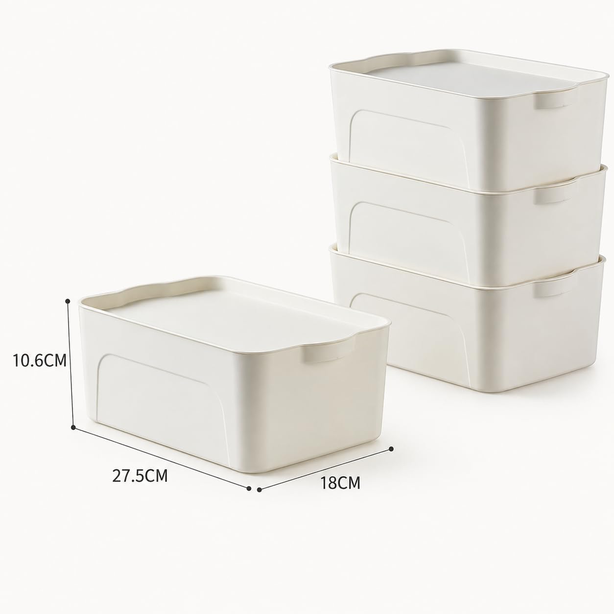 RMAN Scatola Porta Oggetti Plastica con Coperchio, 5L * 4, Bianco