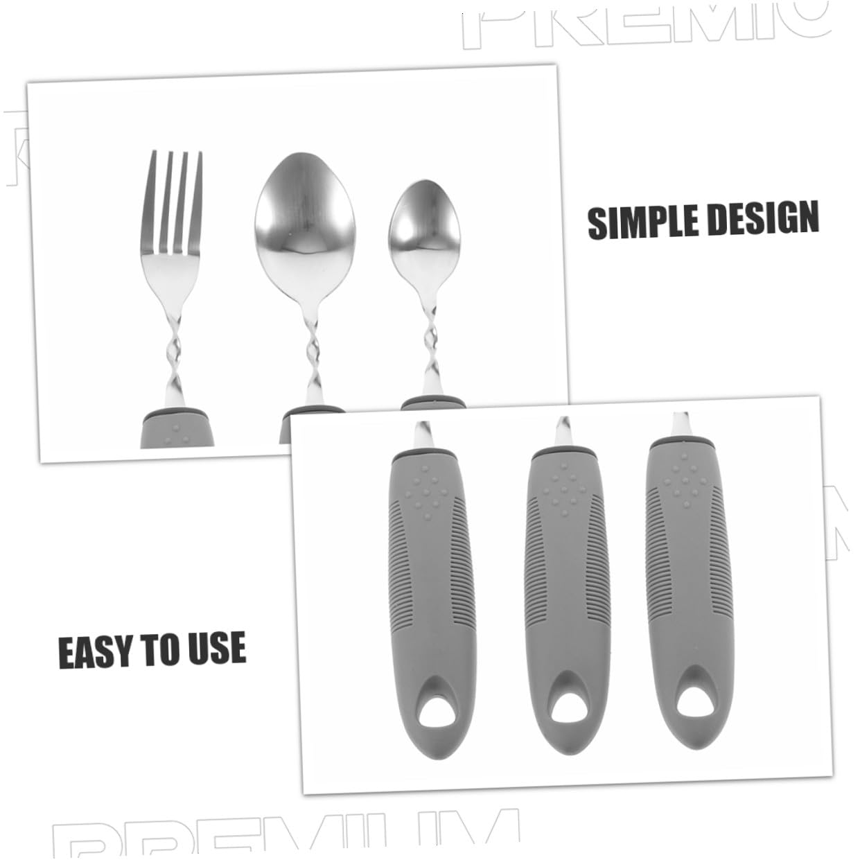 Cubiertos Portátiles 6 Piezas Mango Antideslizante y Plegable de Acero Inoxidable para Personas Mayores y Discapacidad, Utensilios Adaptables para Alimentación Diaria y Rehabilitación