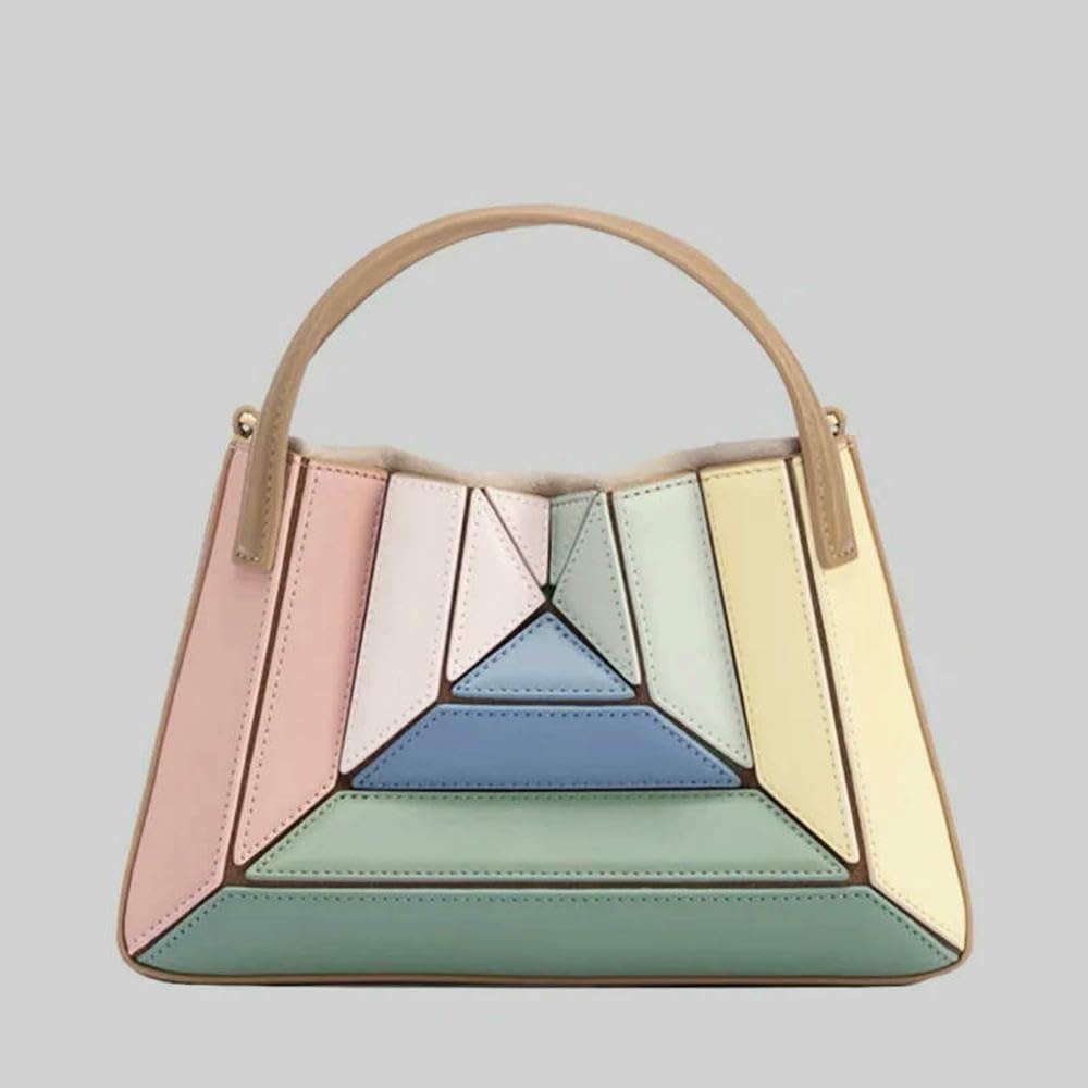 Bolso Bandolera para Mujer, de PU, con asa Superior en Contraste y Empalme