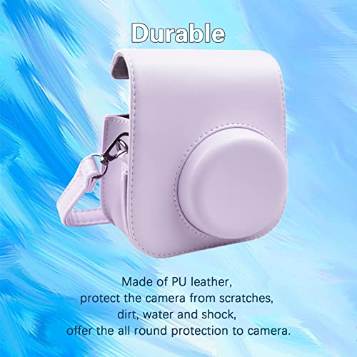 Fuji Instax Mini 11 Case, Muziri Kinokoo Protective Case For Fujifilm Instax Mini 11 Bag Cute Color Carrying Bag Pu Leather Case With Photo Stickers (Purple A) #TOP2