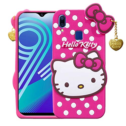 Image of Unirock Hello Kitty Back Case Cover for Vivo Y91| 3D Cute Hello Kitty Case |Soft Silicone Rubber Back Cover with Pendant Kitty Cover for Vivo Y91 (Pink)