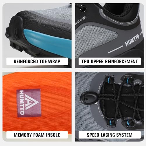 Image of HUMTTO Men's Hiking Sneakers Quick Lace Lightweight Trail Running Shoes Breathable Outdoor Walking Shoes