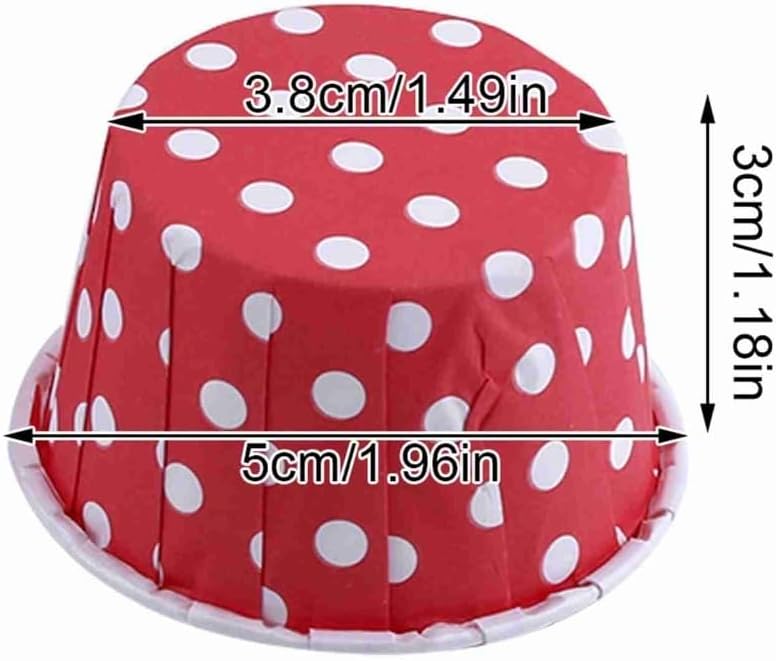 100Pcs Paper Baking Cups, Polka Dot Cupcake Liners, Mini Muffin Wrappers for Party and Wedding, 1.97 x 1.50 x 1.18 in(Red)