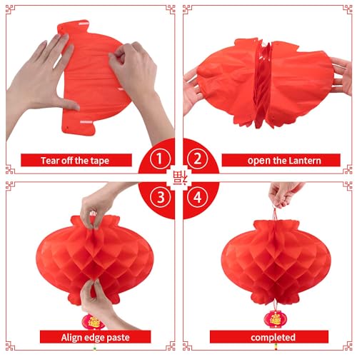 Image of 10 Inch Red Paper Lanterns Chinese Lanterns Festival Decorations for Home, Wedding and Restaurant(Set of 10)