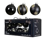 doraemon movie Juego de 20 bolas de Navidad de cristal decoradas en color negro, 5/6/7 cm