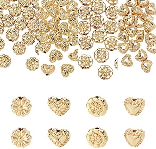 CREATCABIN 1 Box 200Pcs Gold Spacer Bead Round Balls Spacers 18K Real Gold Plated Metal Loose Smooth Tiny Charms for Jewelry Making Necklaces Bracelets DIY Crafts Findings Accessory, 4MM