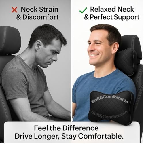 Image of Velvet Soft car Neck Pillow for Travel, Travel Rest Pillow Car Pillow Rest Cushion Support & Shoulder for Long Driving Made /Cushion Set of Pillows Compatible with All Cars - Pack of 2 Pieces (Black)