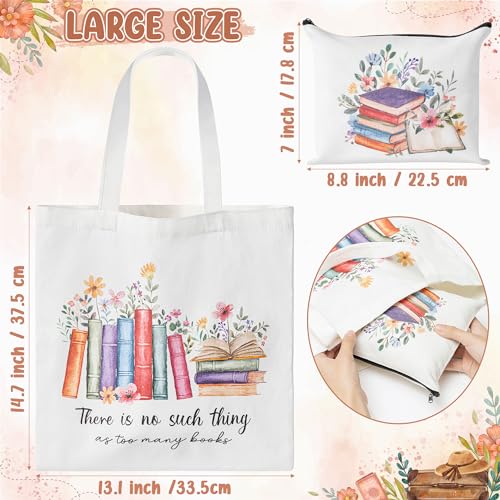Image of Y1tvei Canvas Bags Gifts, Tote Bag with Makeup Pouch, Birthday Party Favors | Aesthetic Canvas Tote Bag cosmetic Pouch, Reusable Grocery Shopping Handbag, Women Travel Gift, Christian Religious Supply