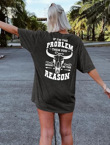 Oversized Country Music Shirts for Women Cow Skull Shirt Western Cowgirl Tee Vintage Concert Outfit Music Lover Tops3