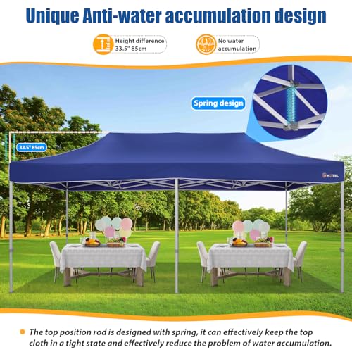 Image of Hoteel 10x20 Heavy Duty Pop Up Canopy Tent Without Sidewalls, Dark Blue