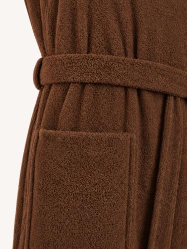 Image of RANGOLI Royal Bamboo Premium Bathrobe For Women | Ultra Soft Bamboo Yarn Lightweight Bathing Robes | 460 GSM Highly Absorbent & Quick Drying Luxurious Bath Gown | Knee Length Bath Robe- Brown