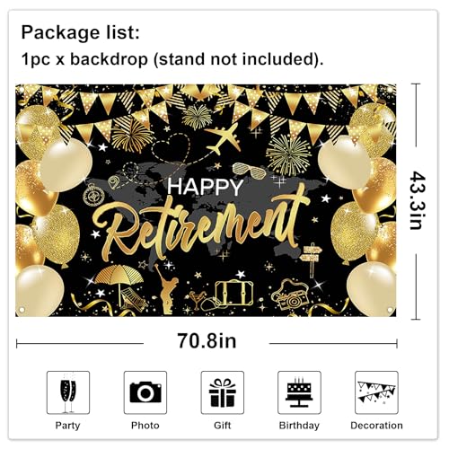 Mocsicka Retirement Party Decorations Backdrop for Men 6x3.6ft - image 4