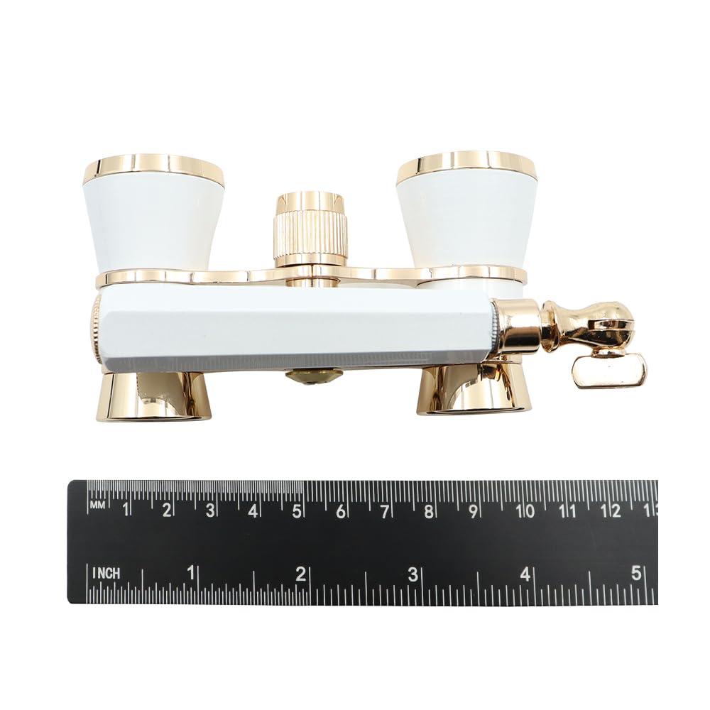 Télescope binoculaire Opera, 3 x 25 Lunettes d'opéra avec poignée, Jumelles télescope Portable Cadeau pour Homme, Femme (Blanc)