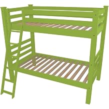 HomeRoots 548308 73 x 88 x 86 in. Green Queen Size Traditional Solid Wood Bunk Bed