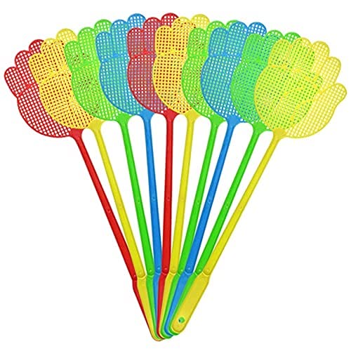 Fly Swatter, 20 PCS Plastic Fly Swat Flyswatter Multi Pack ManualFly Squat Insect Mosquito Wasp Pest Controlwith Long Flexible Handle for Fliesand Mosquito, Heavy Duty, Assorted Colors