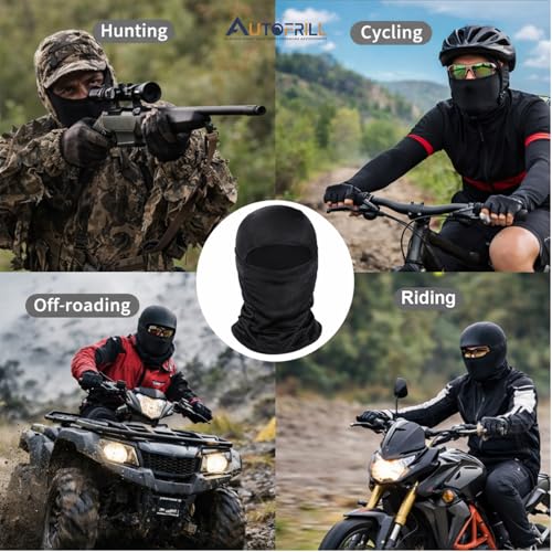 Image of AUTOFRILL Balaclava for Men - Full face mask for Bikers Helmet Liner & Head Cover for Men Breathable Mask for Motorcycle Riding & Cycling