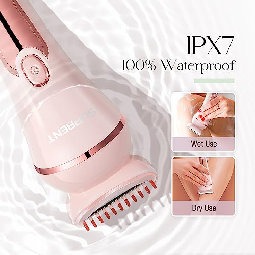 Suprent Electric Razors For Women - Wet & Dry Lady Shaver Hair Removal For Legs, Underarm, Bikini, Cordless Waterproof Electric Shaver Women Hair Trimmer, Painless Epilator Usb Rechargeable, Pink #TOP3