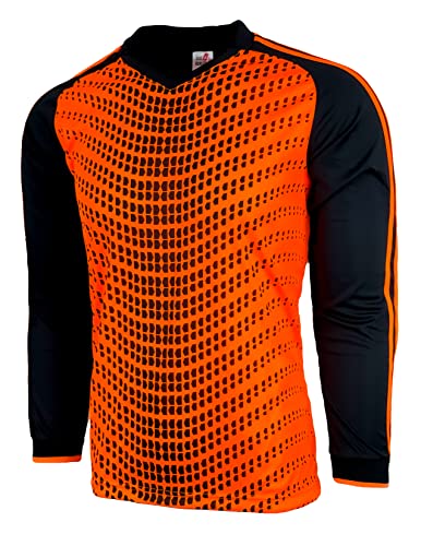 Boy's Goalkeeper Jersey, Youth Sizes Soccer Goalie Shirt with Sponge Protector(Orange, YM)