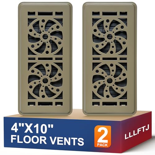 Floor Vent Covers, Floor Register 4" x 10", Adjustable Decorative Vent Covers for Home Floor, Ceiling or Sidewall Vent, Rust-Proof Heavy Duty Walkable Steel Floor Vents (Brown-2PACK)
