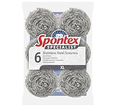 Spontex Specialist Stainless Steel XL | Tough Metal Scourers for Professional Washing Up, Grease Removal and Dish Scrubbing…
