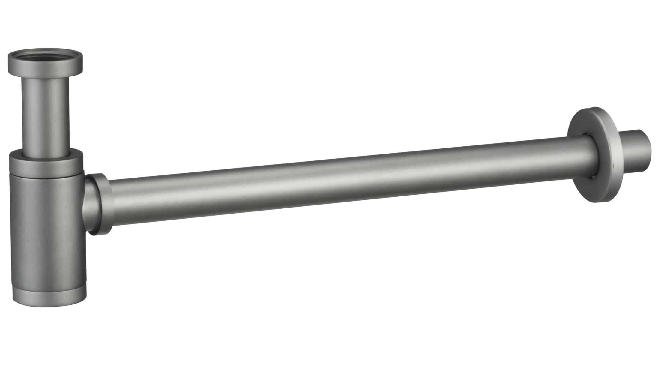 MICE Siphon für Waschbecken oder Bidet, Ablaufgarnitur - Falle mit Reinigungsöffnung + Installationsanleitung - Design-Siphon, matt-grauer Rohrsiphon - SCL002/GRM