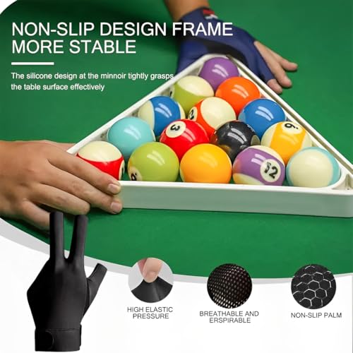 MIRKUZI Billard-Handschuhe, 1 Stück, Billardhandschuh, rechte Hand, Billard-Queue-Handschuh, rutschfester, verstellbarer, schwarz