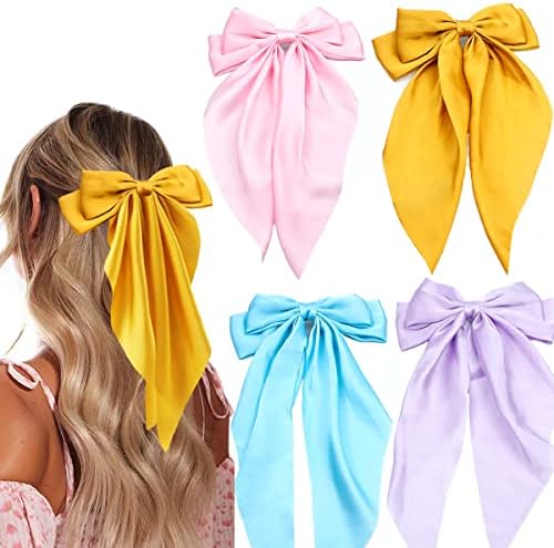 Set De 2 Barrettes à Cheveux En Ruban Fait Main - Couleurs Jaune, Violet, Blanc - Neuf