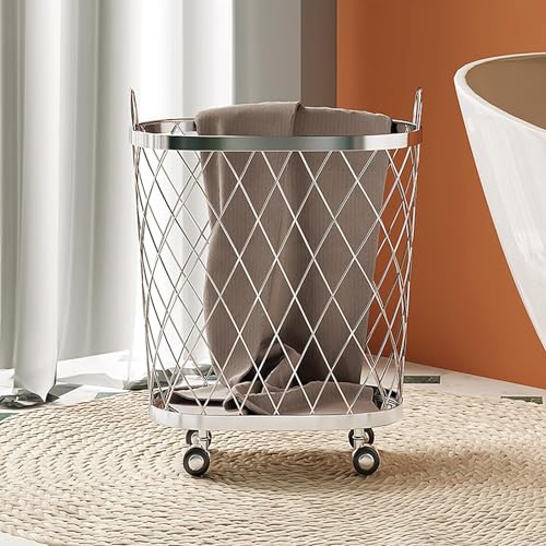Panier à linge en maille métallique sur roulettes grand format - 5
