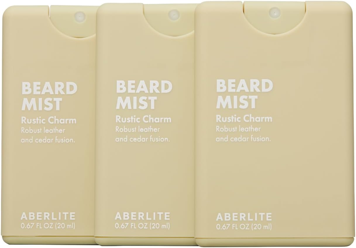 Aberlite Beard Mist - Instant Refreshment, Hydration, Softens Hair, Ultra-Fine Spritz Technology, Portable, Detangles, Lightweight Feel, Rustic Charm (3-Pack)
