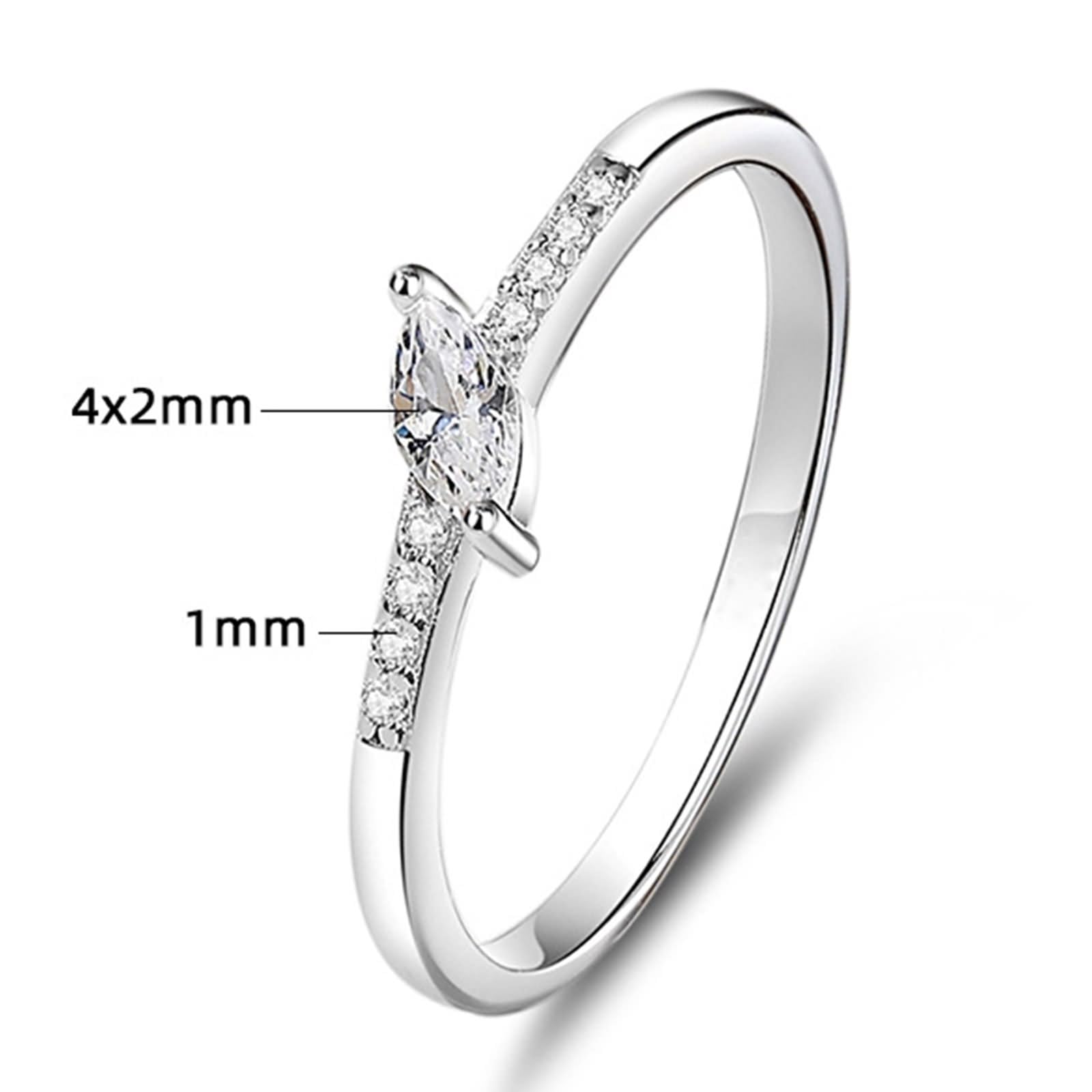 Anello da donna in oro bianco 18 carati, misura 16 (17,8)