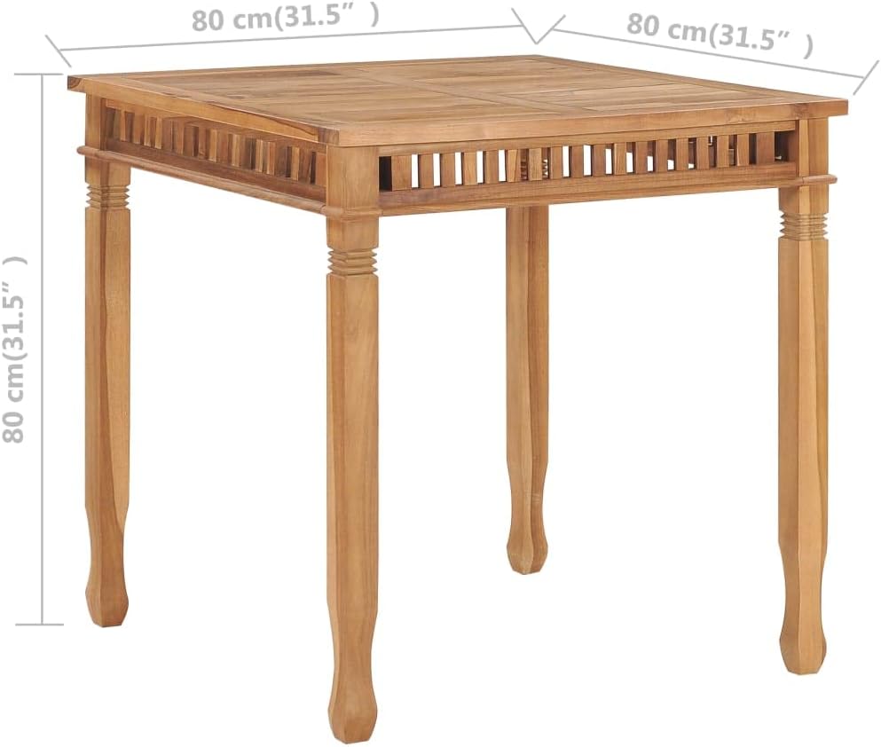 Patio Dining Table,Backyard Table,Porch Side Table,Patio Bistro Table,Outdoor Coffee Table,Weather-Resistant,for Patio, Deck, Lawn, Garden, Backyard, 31.5"x31.5"x31.5" Solid Teak Wood