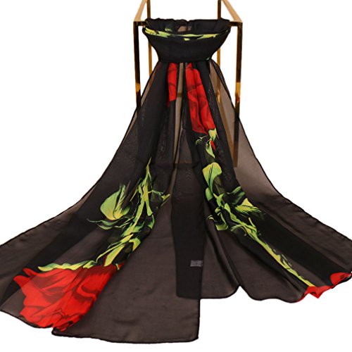 LMVERNA Chiffon Flower Scarf - Women's Floral Printed Shawls - Polka Dot Long Scarf Wrap2