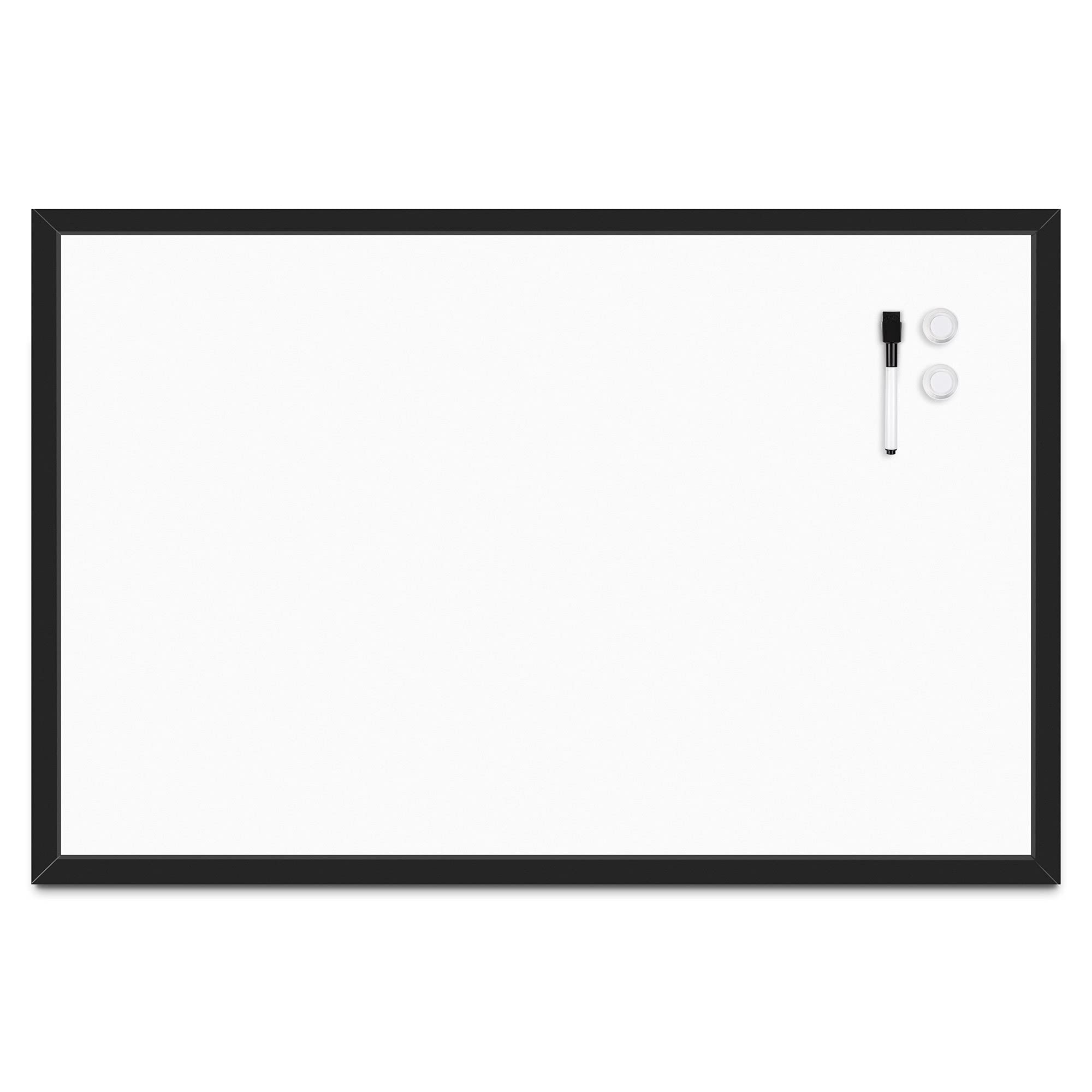 Amazon Basics Magnetic Dry Erase White Board, Whiteboard with Black Frame, 35 X 23 Inches