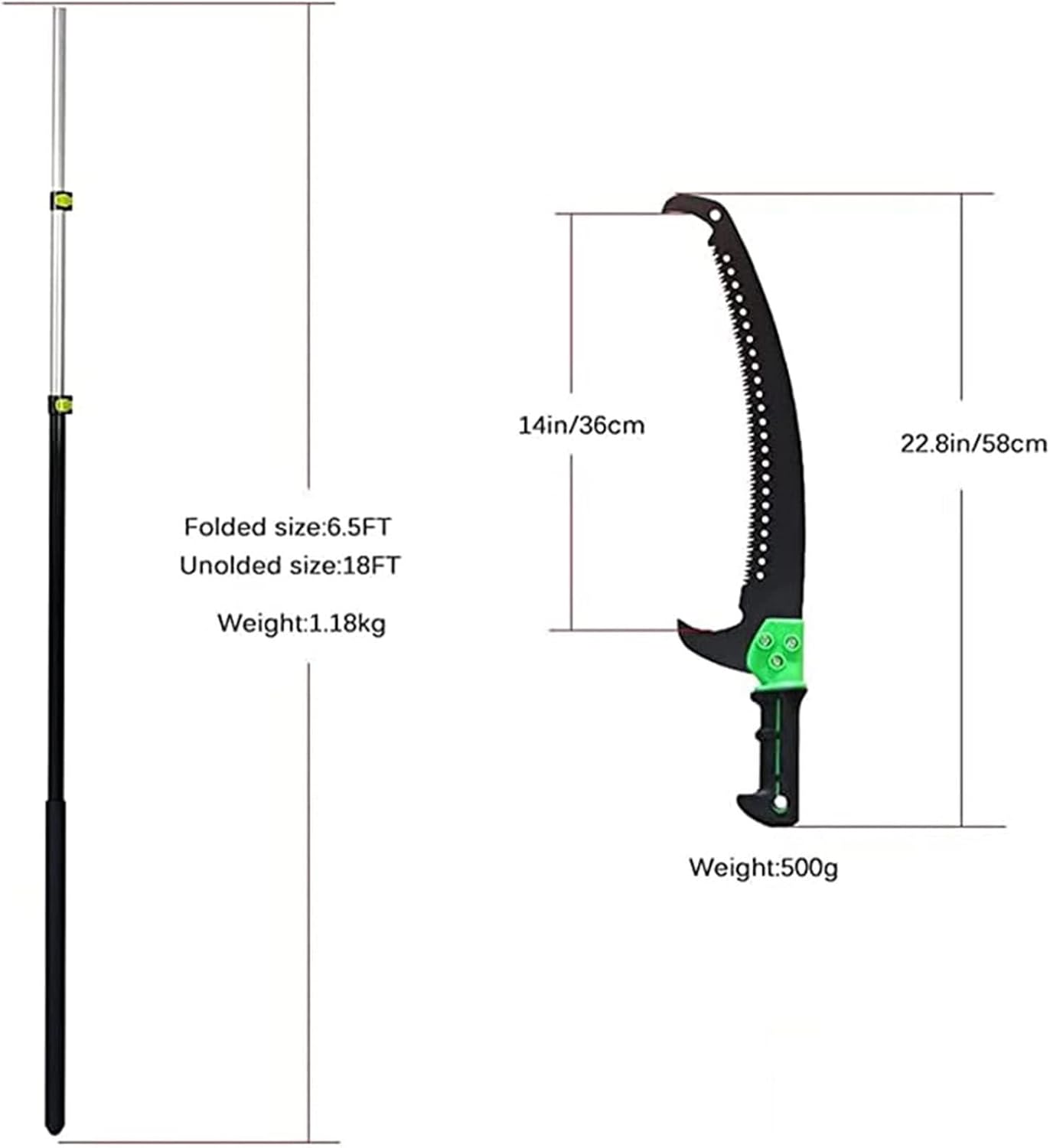 Telescopic Pole Saw, Removable Aluminum Alloy Pruning Saw for High Fruit Tree Branches Leaves, Manual Landscaping Tool