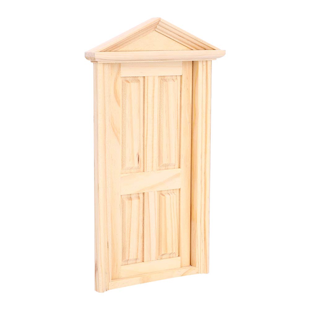 GLOGLOW Baby House Door 1:12 Scale Wooden Spire Door for Dollhouse Living Room Fairy Party Decoration Girls Boys Home Craft Simulation Miniature Nan