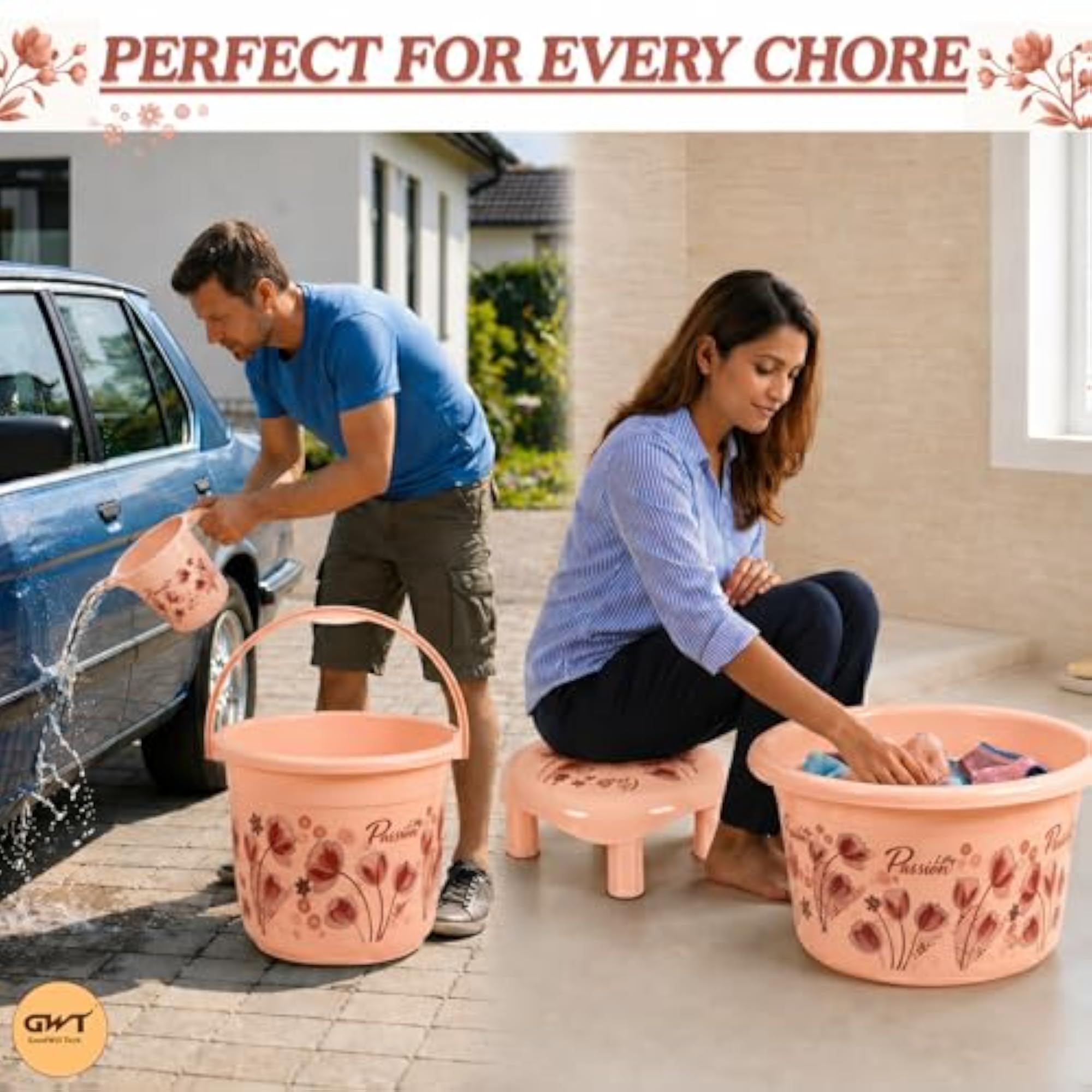 Heavy Duty Large Capacity Plastic Bathroom Set of 10 Pieces