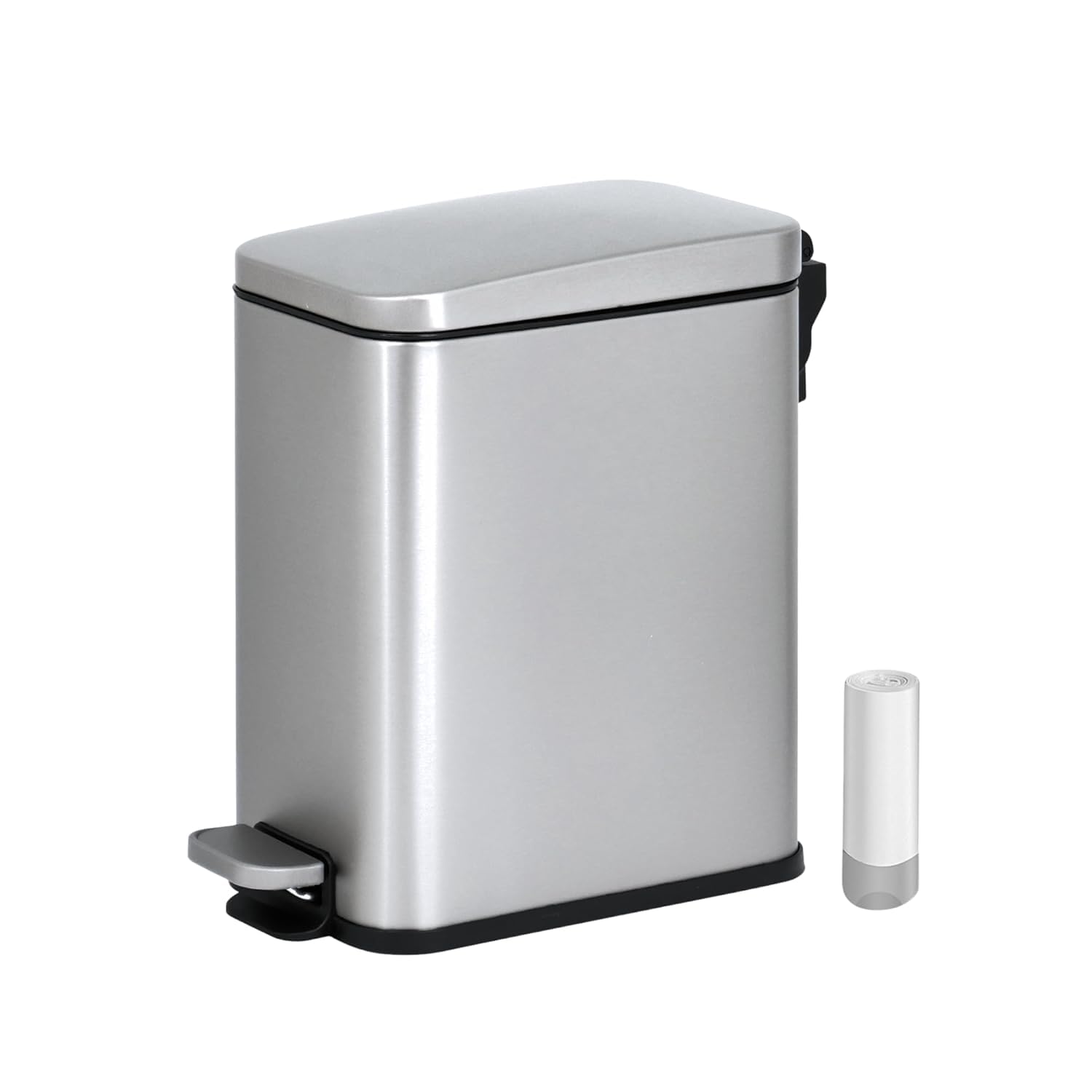 Vidacharmy 10L Trash Can โ Fingerprint-Proof Stainless Steel Recycling Bin with Soft-Close Lid and Foot Pedal, Kitchen & Office Waste Bin, Includes 20 Trash Bags, Large Capacity for its Size