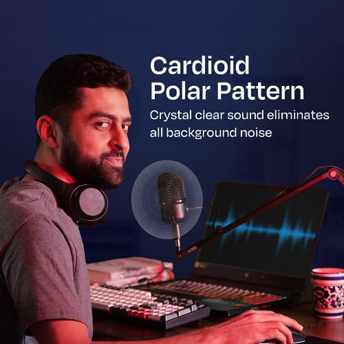 Image of Kreo Rec Condenser Microphone |Condenser Mic for Podcast | Type-C & USB Mic for Professional Audio & Youtubers Video Recording with Crystal Clear Sound | 360 Rotation | Plug n Play (Rec Condenser)