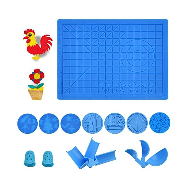 SNAGAROG Tapis de Stylo 3D en Silicone+Modele Stylo 3D+Doigtier Caoutchouc Tapis de DÃ©coupe 3D Pen Mat Motif Mignon Tapis Bricolage Tapis d'Impression 3D pour Bricolage Stylo 3D DÃ©butant Enfant Adulte