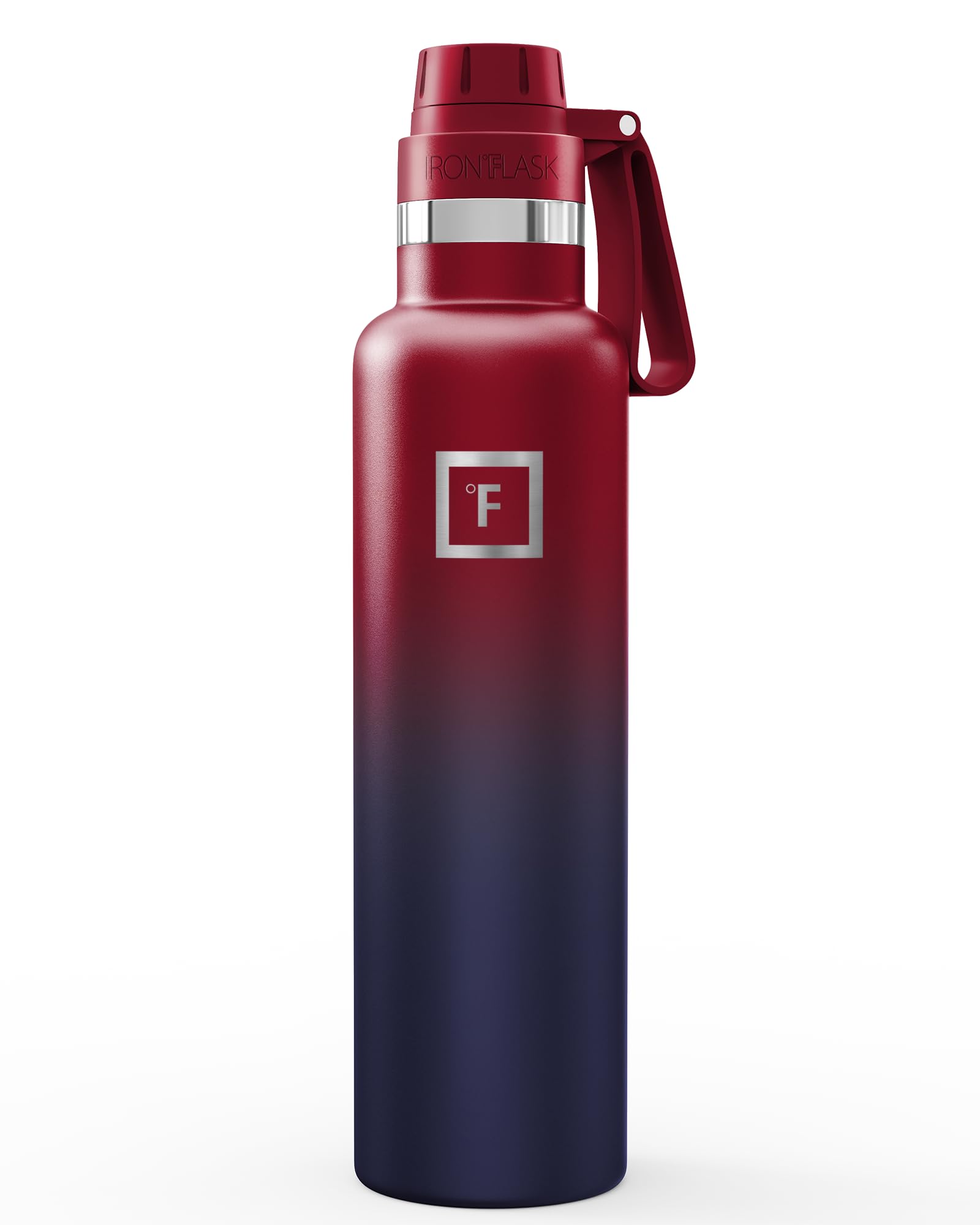 IRON °FLASK Camping & Hiking Hydration Flask with Spout, Narrow Mouth Insulated Stainless Steel Sports Water Bottle - Dark Rainbow 24 oz - Spout (1