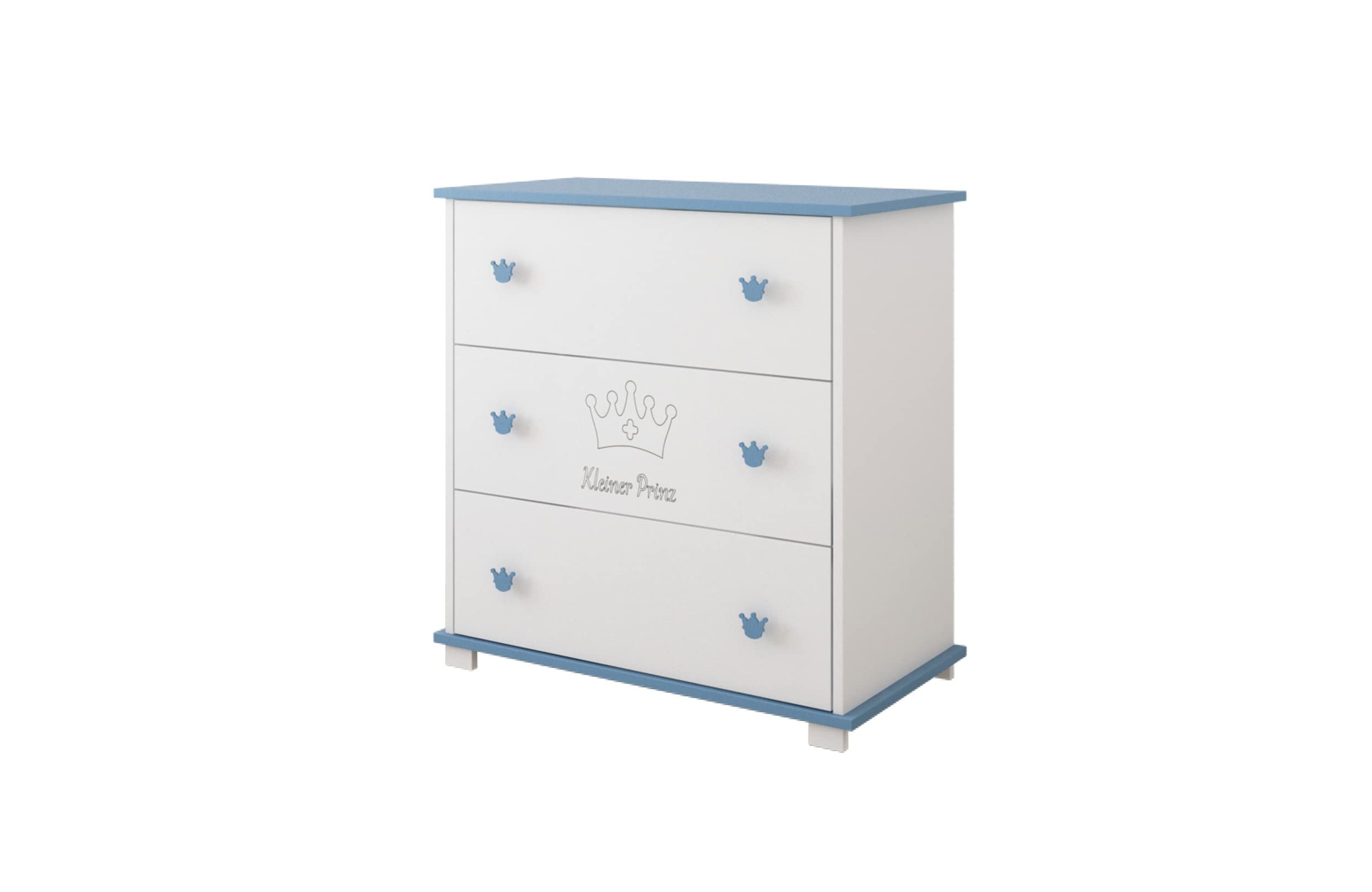 Kids Collective Cassettiera fasciatoio Fasciatoio con attacco per fasciatoio con 3 cassetti e incisione Piccolo Principe in bianco blu Boy Made in Europe